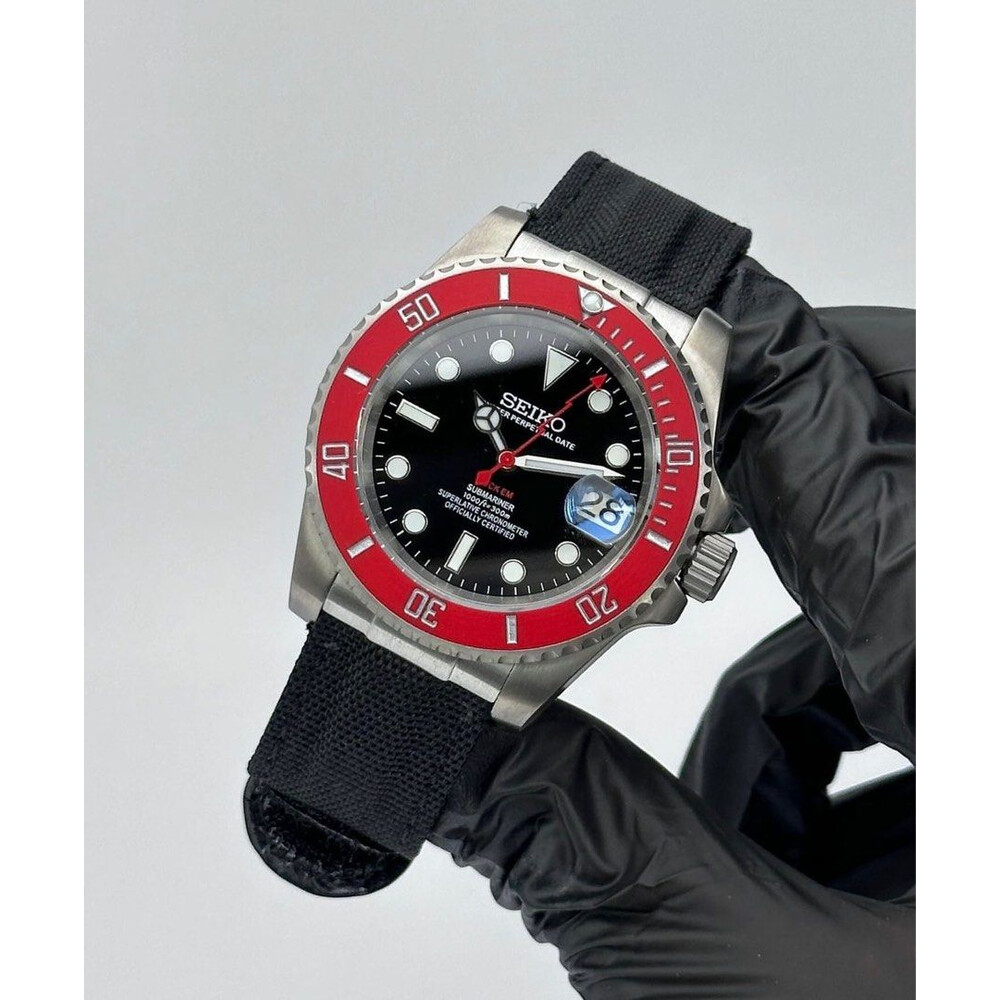 Custom Seiko Mod Red Carbon F ck Em Titanium Submariner 40mm E S Watches